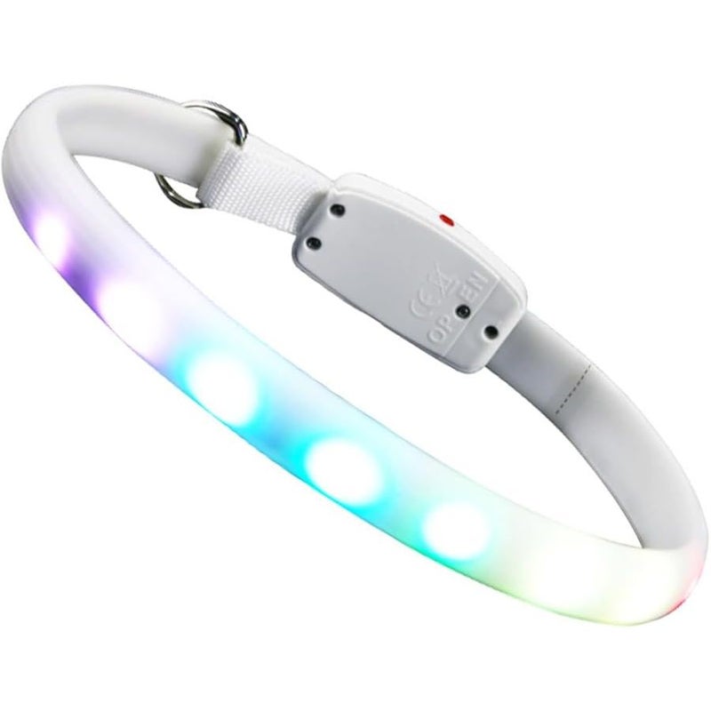 USB Charging LED Dog Collar White Flashing Night Luminous Glowing For Safe Walking Pets - Image 1