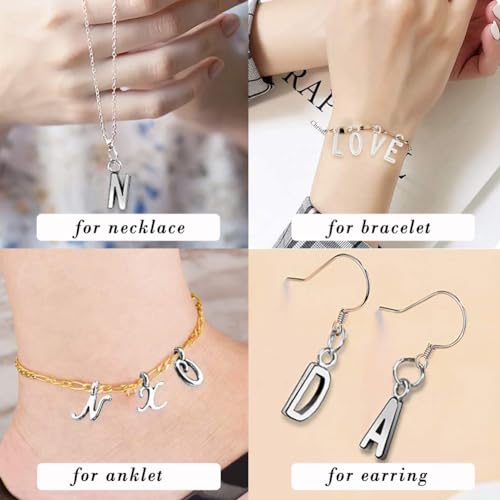 Miraclekoo Letter Jewelery Charms Metal Alphabet Charms Alphabetic Bracelet Necklace Pendant,Set of 4,104 Pcs (Sliver) - Image 5