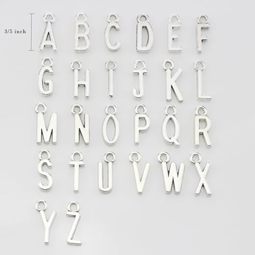 Miraclekoo Letter Jewelery Charms Metal Alphabet Charms Alphabetic Bracelet Necklace Pendant,Set of 4,104 Pcs (Sliver) - Image 2