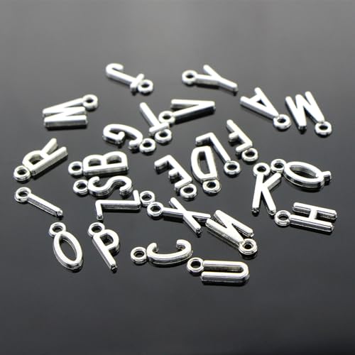 Miraclekoo Letter Jewelery Charms Metal Alphabet Charms Alphabetic Bracelet Necklace Pendant,Set of 4,104 Pcs (Sliver) - Image 4