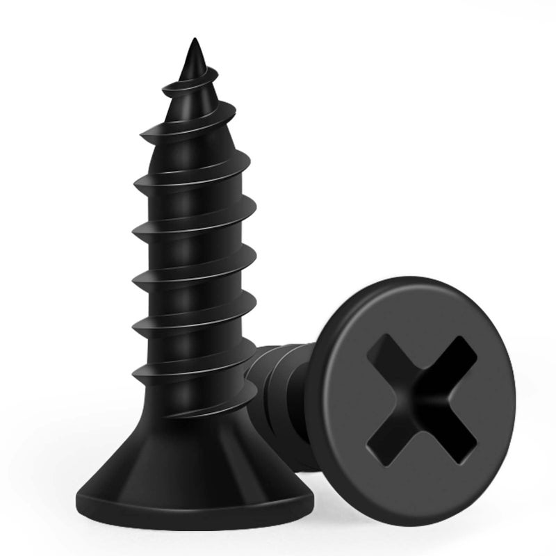 FIXLINK Wood Screws 1/2 Inch, FIXLINK Premium Flat Head Phillips Black Wood Screws 135 PCS, Self Tapping Electrophoresis Used in Indoor Furniture, Woodworking (#6 x 1/2") - Image 1