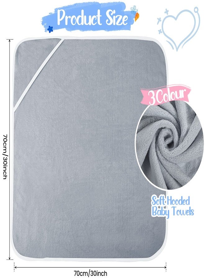 Chumia 6 Pack Baby Hooded Towels Baby Bath Towel Absorbent Soft Hooded Towel for Babies Shower Essentials Hooded(White, Gray, Blue, Simple Design) - Image 2