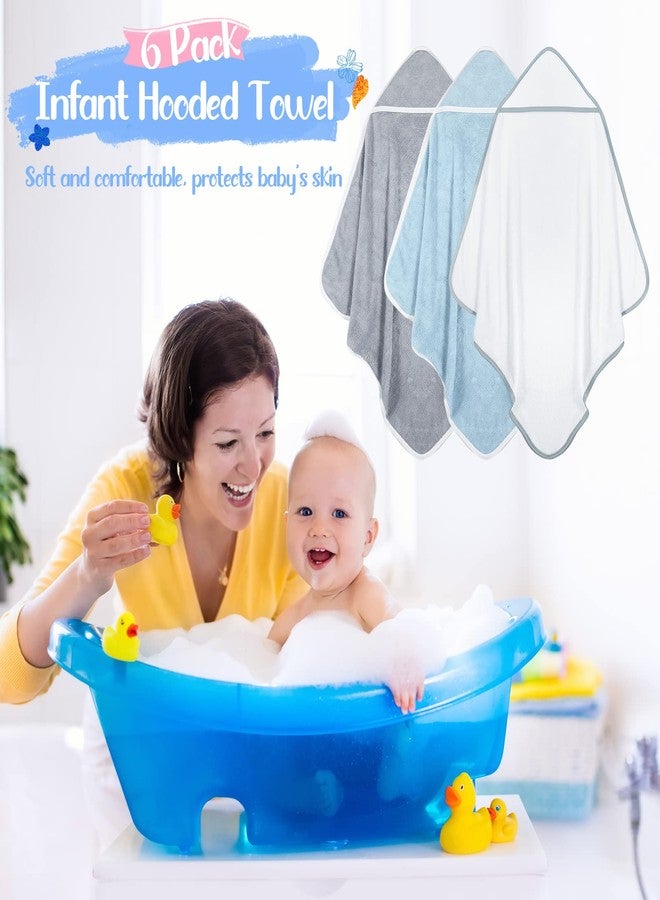 Chumia 6 Pack Baby Hooded Towels Baby Bath Towel Absorbent Soft Hooded Towel for Babies Shower Essentials Hooded(White, Gray, Blue, Simple Design) - Image 4
