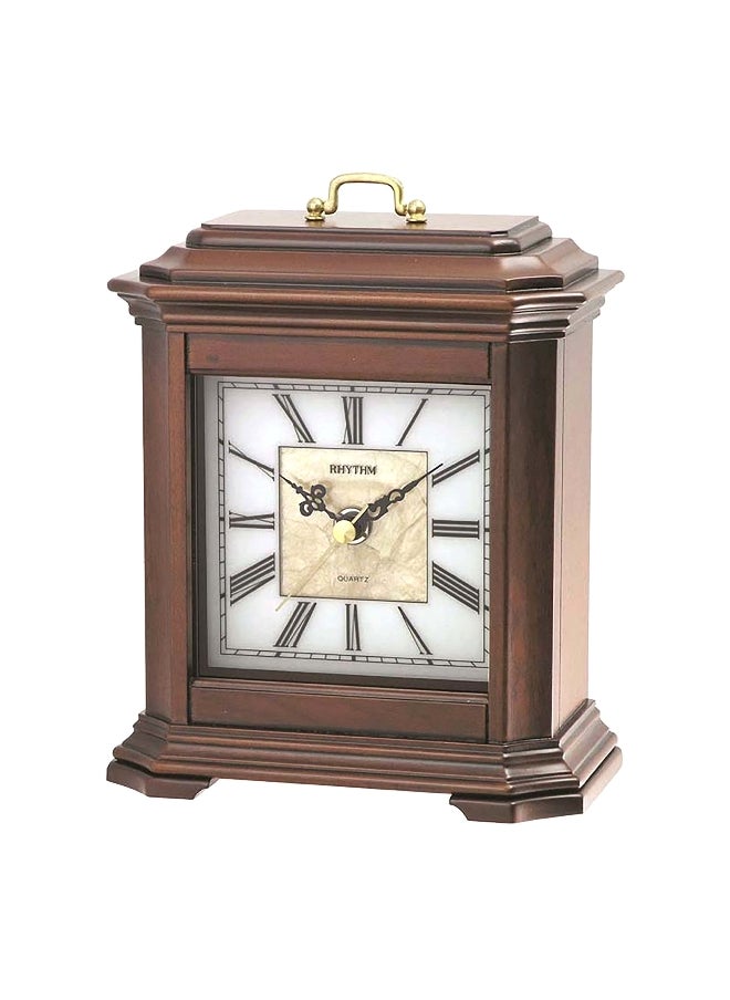 Rhythm - Antique Quartz Analog Wooden Table Clock Brown and White 19.7 x 15.2 x 8 cm - Image 1