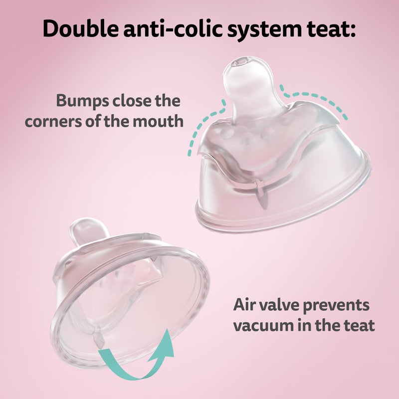 Herobility Double Anti-Colic Baby Bottles â€“ 12 fl oz/340ml â€“ 4-Pack â€“ Multicolor â€“ Sand, Woodchuck, Pink, White - Image 2