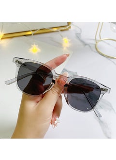 New sunglasses womens anti-ultraviolet sunglasses mens small frame Korean fashion trend all-match sunshade online red glasses Gray frame Black gray sheet
