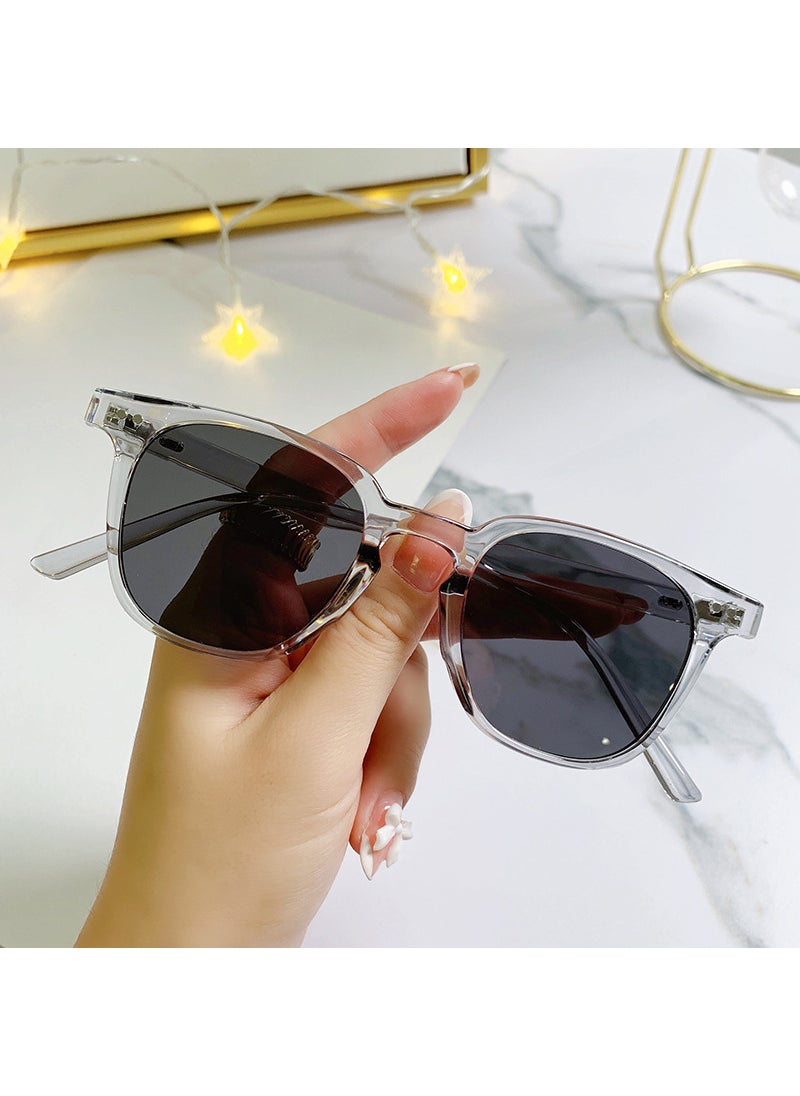 Generic - New sunglasses womens anti-ultraviolet sunglasses mens small frame Korean fashion trend all-match sunshade online red glasses Gray frame Black gray sheet - Image 1