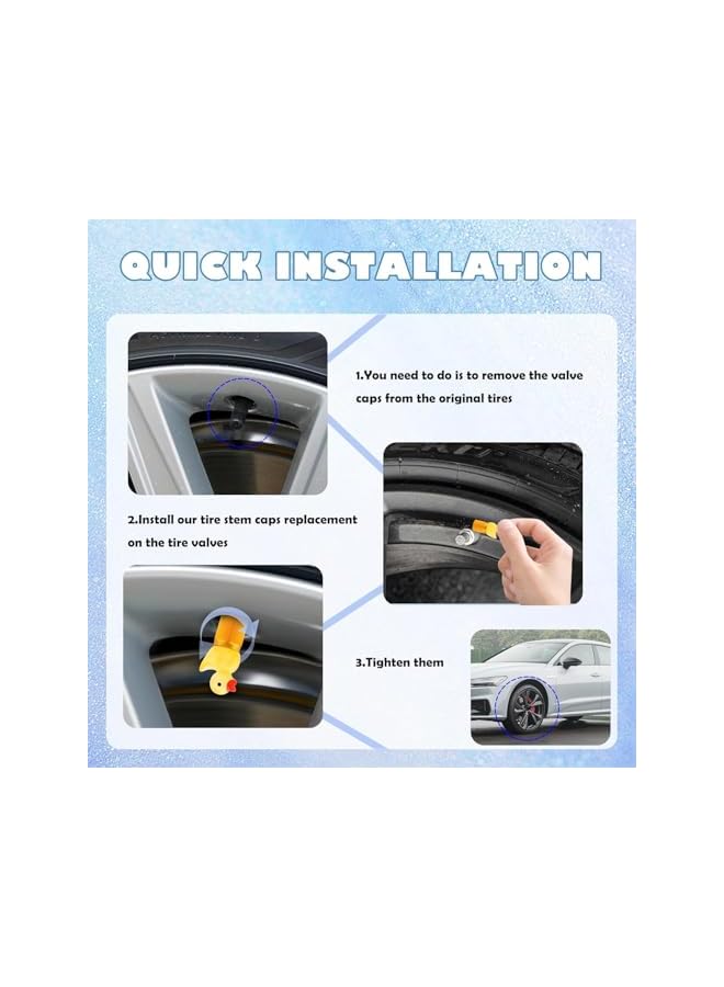 S-TOP 4PCS Duck Glow in The Dark Tire Valve Stem Caps, Universal Car Truck Motorcycle Bicycle Air Valve Covers, Fluorescent Resin & Titanium Alloy, High Strength Protective Dust Cap - Image 3