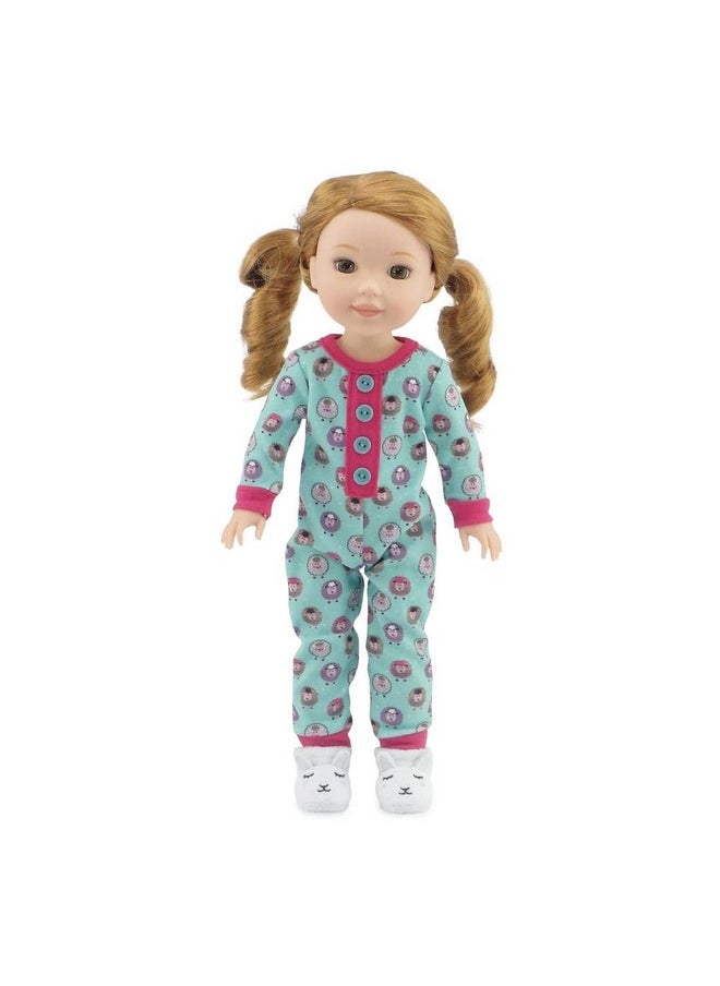 Emily Rose 14.5 Inch Doll Clothes Lamb Print 14" Doll Pajamas Pjs Gift Set Including Doll Slippers Gift Boxed Compatible With Wellie Wishers And Glitter Girls Dolls  - Image 3