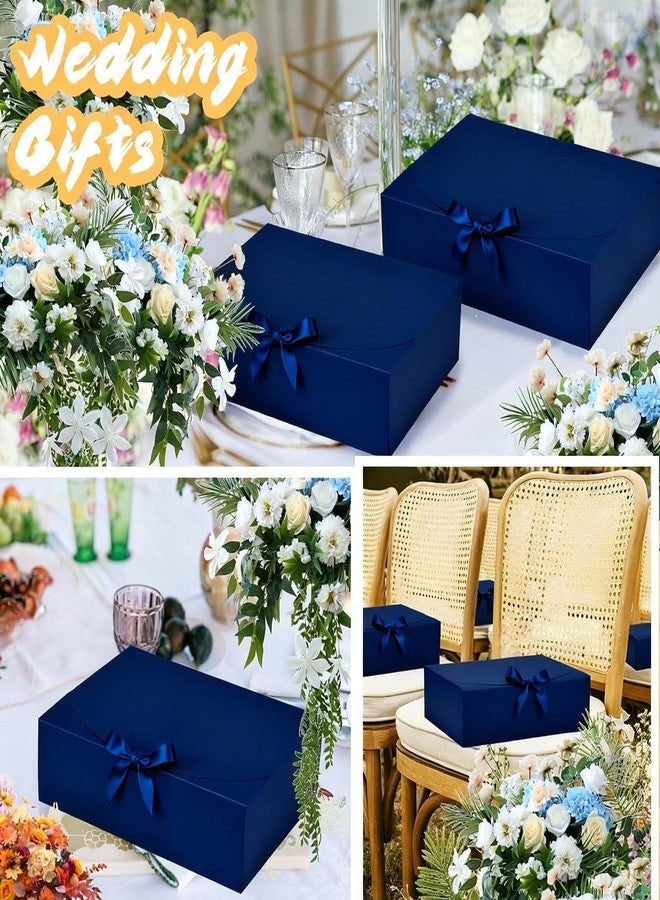مجموعة من 12 علبة هدايا زرقاء داكنة من WLUSEAXI مع أغطية، مقاس 12×9.8×3.1 بوصة، علبة هدايا فاخرة باللون الأزرق الداكن مع شريط، مناسبة لحفلات الزفاف، وأعياد الميلاد، والحفلات، وعيد الميلاد، وهدايا وصيفات العروس، وهدايا التخرج. - Image 2