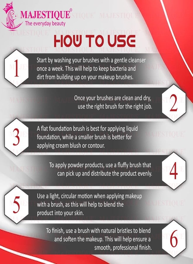 Majestique Eye Beautifier Brush Set, Premium Syntetic Eye Liner, Eye Applicator, Eye Shadow and Eye Groomer Kit Eye Beautifier for Women and Girls Professional Quality (4 pcs Red/Silver) - Image 3