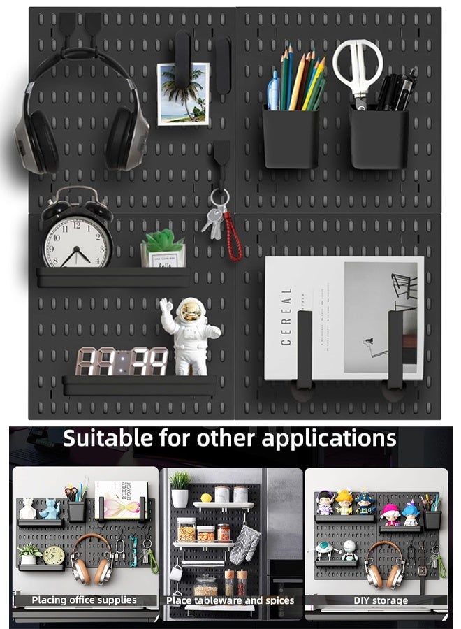 TAPIT 4Pcs Pegboard Wall Organizer (11"*16") for Wall Garage Utility Tools Pegboard Storage System for Workbench Shop Shed Modular Peg Board Organizer Board Kit for Pegboard Hooks (Black) - Image 1