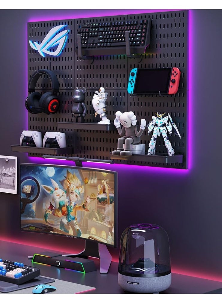 TAPIT 4Pcs Pegboard Wall Organizer (11"*16") for Wall Garage Utility Tools Pegboard Storage System for Workbench Shop Shed Modular Peg Board Organizer Board Kit for Pegboard Hooks (Black) - Image 5