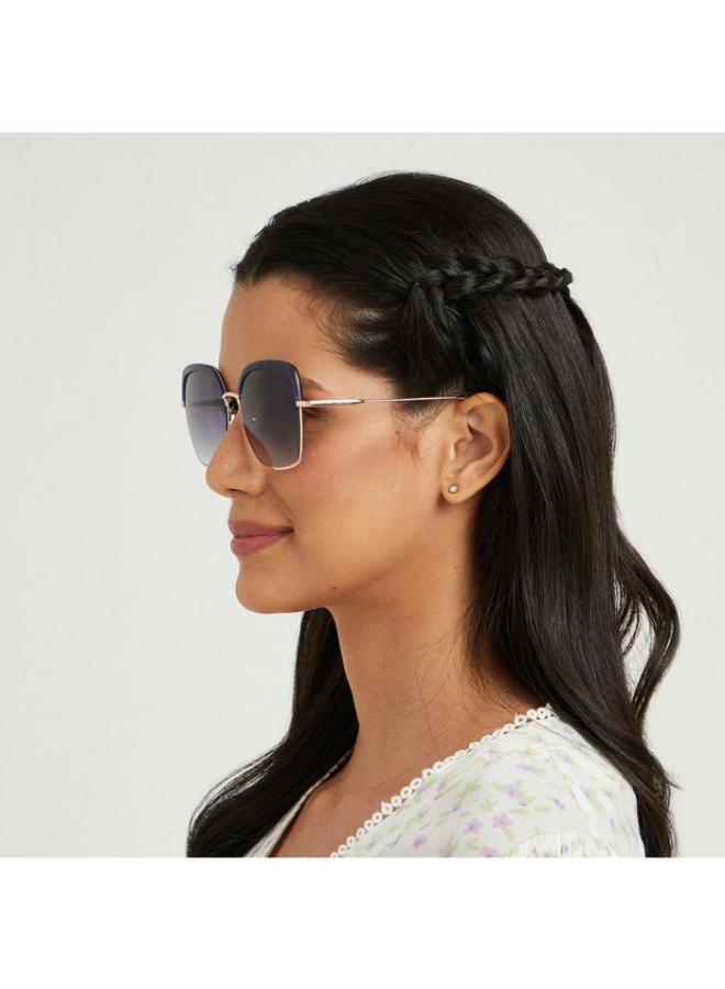 30Sundays SLAY Women Blue Sunglasses - Frame Material: Metal + Acetate - Lens Color: Blue- Frame Color: Blue - Full Rim - Image 5