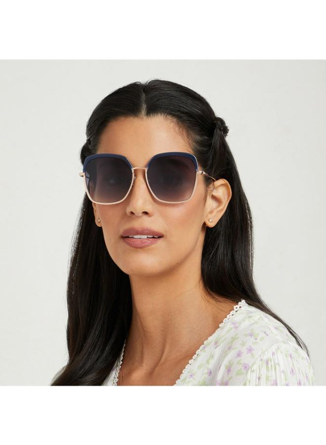 30Sundays SLAY Women Blue Sunglasses - Frame Material: Metal + Acetate - Lens Color: Blue- Frame Color: Blue - Full Rim - Image 4