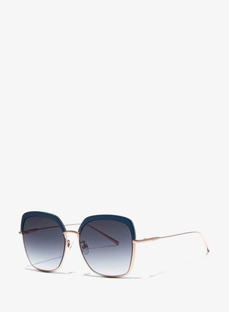 30Sundays SLAY Women Blue Sunglasses - Frame Material: Metal + Acetate - Lens Color: Blue- Frame Color: Blue - Full Rim - Image 2