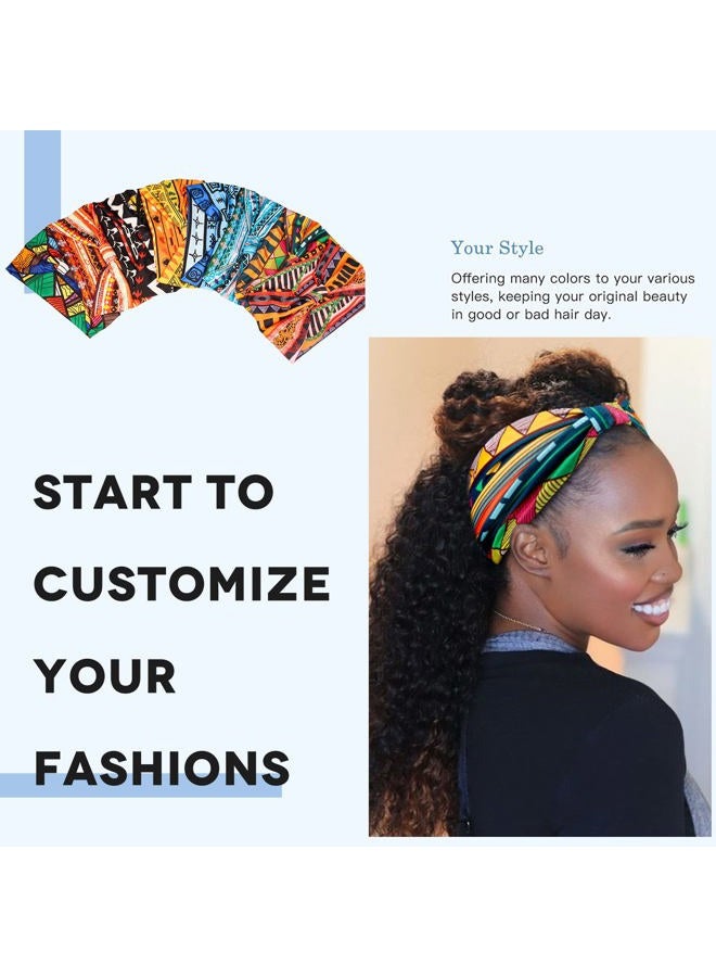 Yeshan Women's Wide Boho Knotted Non-Slip Turban Headwraps - Stretchy Bandeau Hair Bands for Sports, Yoga, Workouts, Pack of 8  - Image 4