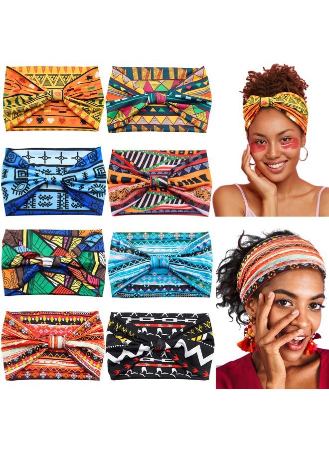 Yeshan Women's Wide Boho Knotted Non-Slip Turban Headwraps - Stretchy Bandeau Hair Bands for Sports, Yoga, Workouts, Pack of 8  - Image 1