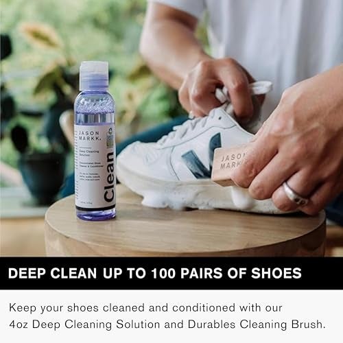 Jason Markk مجموعة جيسون مارك الأساسية، منظف الأحذية، مجموعة من قطعتين، محلول تنظيف عميق وفرشاة متينة، العناية بالأحذية، مثالية للأحذية، آمنة للوسائد، الجلد الكامل، المطاط، البلاستيك، وأكثر، 4 أونصات - Image 2