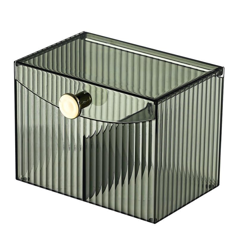 Kienlix Cosmetic and Makeup Organizer Box, Cotton Swabs Storage with Lid,Makeup Pad Holder, Bathroom Canister Multipurpose Box Divided for Face Brush Pens. (Green) - Image 3