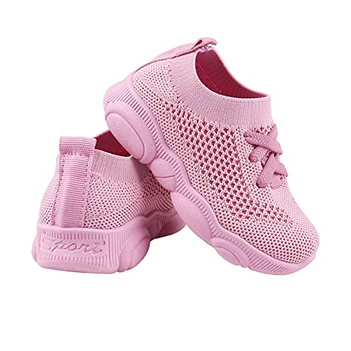 Charrost Baby First Walking Shoes 1-4 Years Kid Shoes Trainers Toddler Slip on Infant Waves Shoes Boys Girls Cotton Mesh Breathable Sneakers Outdoor(Pink,6 T) Bear24 - Image 1