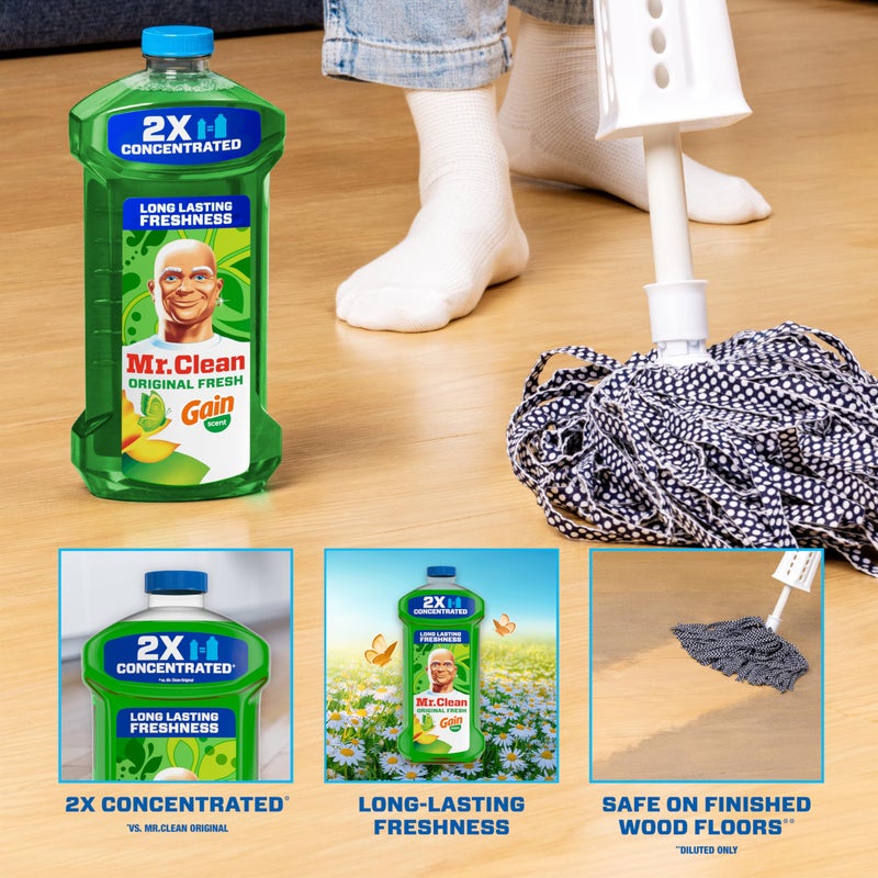 Mr Clean Mr. Clean All Purpose Cleaner, Floor Cleaner for Mopping Home, Bathroom, & Kitchen, Cleaning Liquid for Mop & Bucket, Cleaning Supplies, Multi-Surface Dilutable, Gain, 41oz - Image 2