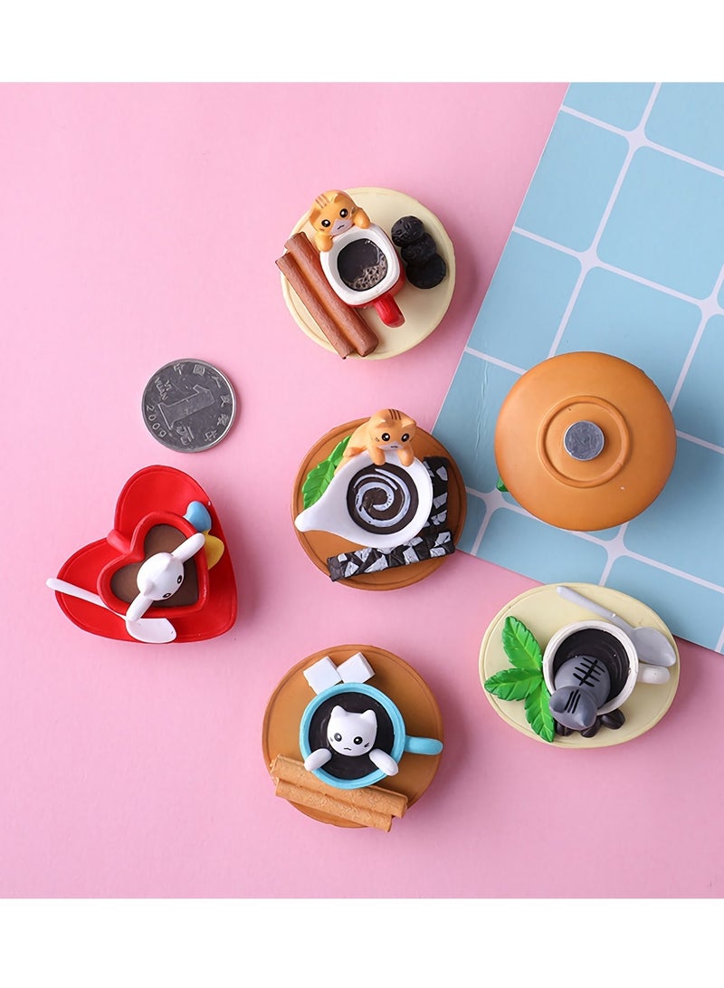Zikra Cartoon Fridge Magnets, 6 pcs Magnetic Resin Fridge Magnets, Cute Cartoon Cat Shape, Powerful Magnet Creative Fridge Magnets - Image 4