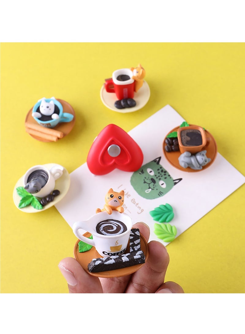 Zikra Cartoon Fridge Magnets, 6 pcs Magnetic Resin Fridge Magnets, Cute Cartoon Cat Shape, Powerful Magnet Creative Fridge Magnets - Image 2