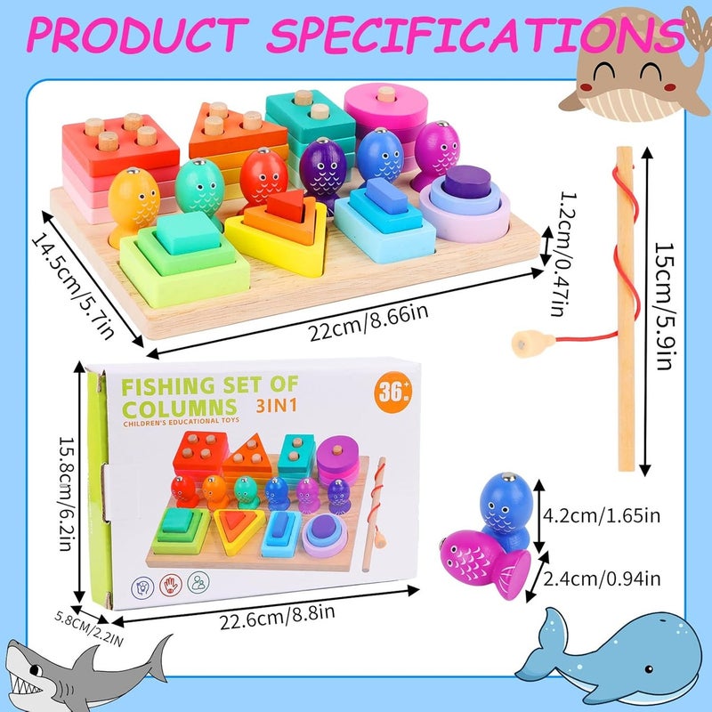 UV Enterprises Wooden Magnetic Fishing Game for Kids, Color Sorting & Stacking Toy, Montessori Educational Learning Activity, Fine Motor Skills Preschool Toy for Boys & Girls - Image 3