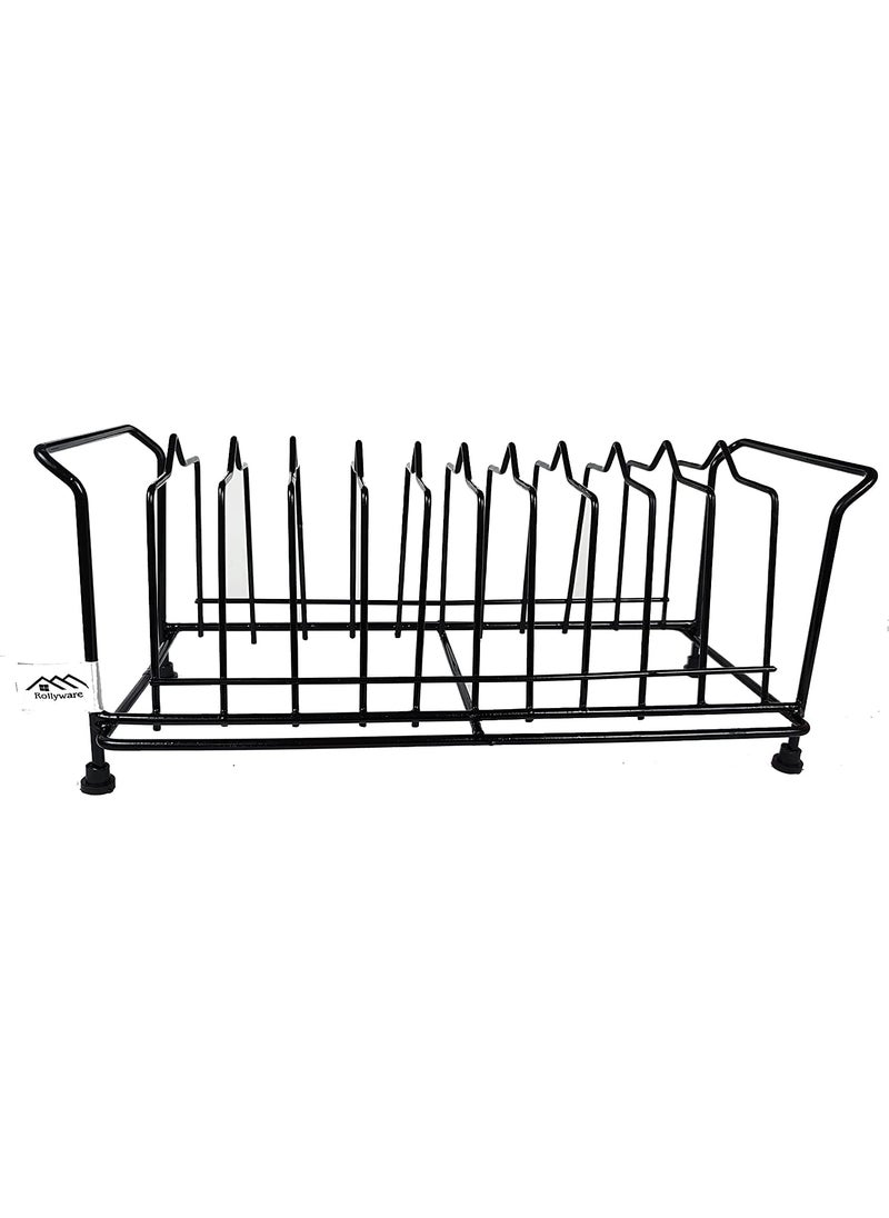 ROLLYWARE ROLLYWARE Heavy 100 Iron Black Plate Rack Dish Rack Plate Stand Dish Stand Lid Holder Utensil Rack for Kitchen 11 Sections with AntiRust Nano Coating  - Image 2
