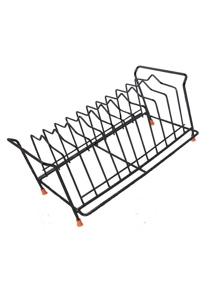 ROLLYWARE ROLLYWARE Heavy 100 Iron Black Plate Rack Dish Rack Plate Stand Dish Stand Lid Holder Utensil Rack for Kitchen 11 Sections with AntiRust Nano Coating  - Image 5