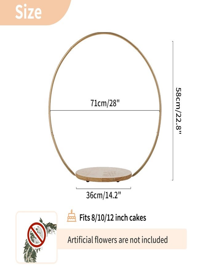 NUPTIO Wedding Cake Stand Pedestal: 14.2 Inch Cupcake Display Wooden Floral Arch Stands with Gold Metal Hoop Table Centerpieces Decoration for Birthday Tea Party Banquet Christmas Anniversary - Image 4