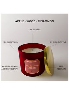 Crispy Apple Wood Soy Wax Scented Candle for Home, Office, 100% Pure Soy Wax and Vegetable Wax, Fragrant Candles, 92 Hours Burn Time, Scented Candle for Aromatherapy, 14.1 Oz/400 Grams - pzsku/Z2423B547CF3CDFF82F27Z/45/_/1704968974/cd31659d-0e32-4d7a-9e45-70f3372ca3c8