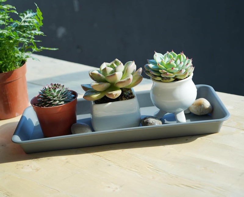 VUWEZ Rectangle Plant Tray, Plant Drip Tray, Plant Pot Saucers, Plant Germination Trays, Plant Saucers - Image 4
