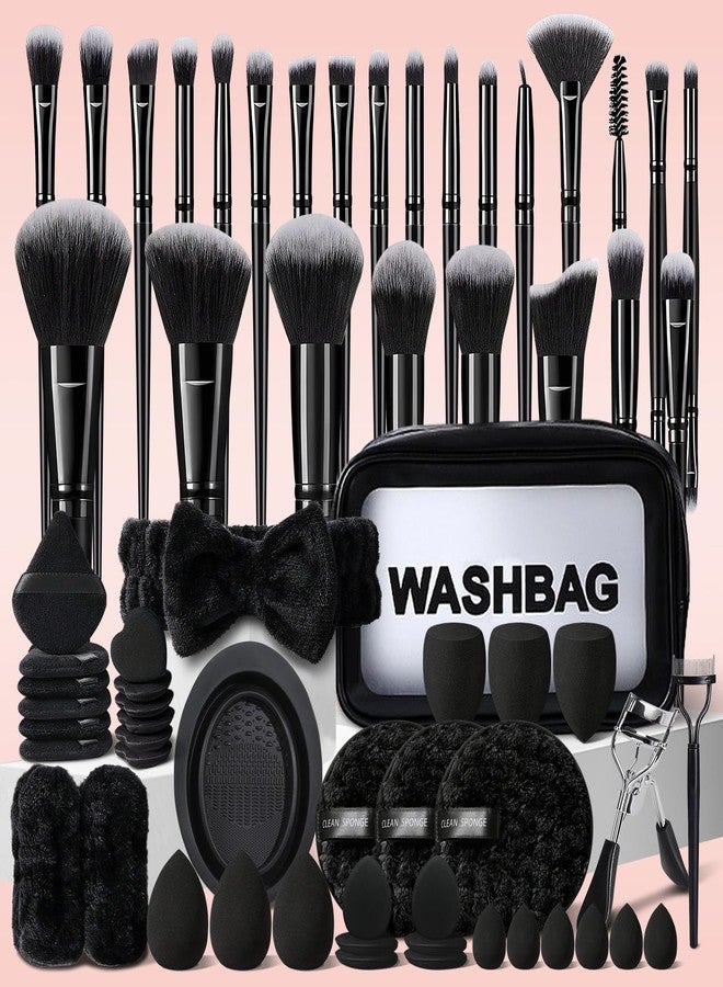 HGHDBT 65Pcs Black Makeup Brushes Set Professional Makeup Kit Multi-functional Makeup Tool Set with Case Facial Makeup Accessories, Foundation Makeup Brush Kit Eye and Face Make up Brushes & Tools - Image 1