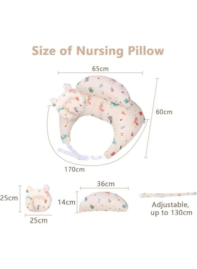 هوكور وسادة رضاعة من دوركو للرضاعة الطبيعية، وسادة الرضاعة الطبيعية لدعم الام والطفل، غطاء قطني قابل للازالة، حزام خصر قابل للتعديل، اساسيات حديثي الولادة، وسادة اطفال (تصميم ايه) - Image 2