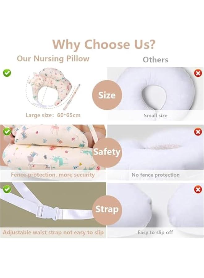 هوكور وسادة رضاعة من دوركو للرضاعة الطبيعية، وسادة الرضاعة الطبيعية لدعم الام والطفل، غطاء قطني قابل للازالة، حزام خصر قابل للتعديل، اساسيات حديثي الولادة، وسادة اطفال (تصميم ايه) - Image 4