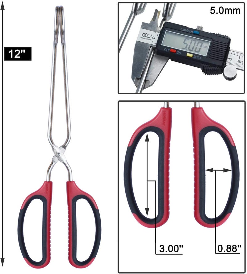 HINMAY Stainless Steel Scissor Tongs with Comfort-Grip Handle 12-Inch - Image 3