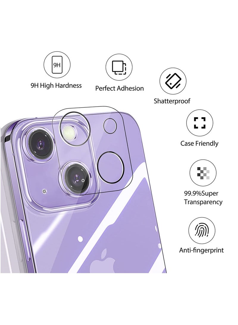 [2+2] Camera Lens Protector Compatible with iPhone 14 6.1 inch [2022 RELEASE ] with 2 Pack Tempered Glass Camera Lens Protector+2 Pack Tempered Glass 9H Hardness Ultra HD Easy to Install - Image 2