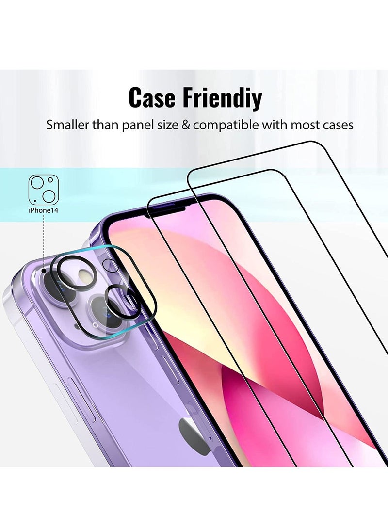 [2+2] Camera Lens Protector Compatible with iPhone 14 6.1 inch [2022 RELEASE ] with 2 Pack Tempered Glass Camera Lens Protector+2 Pack Tempered Glass 9H Hardness Ultra HD Easy to Install - Image 3