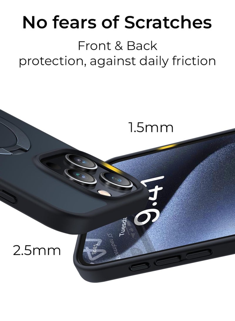 glassology - iPhone 15 Pro Max Case 360°Rotatable Magnetic Ring Stand & Holder, Shockproof Back Phone Case Blue - Image 1