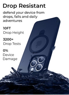 glassology iPhone 15 Pro Max Case 360°Rotatable Magnetic Ring Stand & Holder, Shockproof Back Phone Case Blue  - Image 2