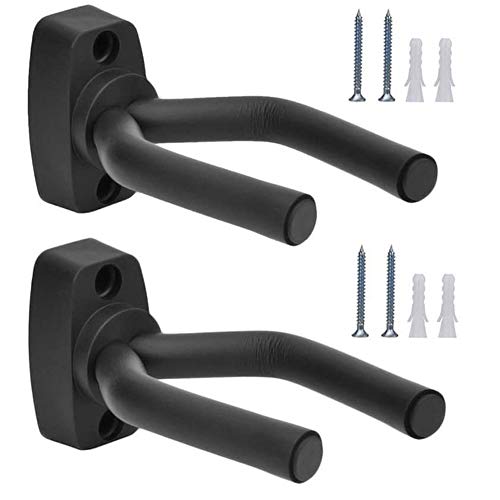 EastyGold Guitar Wall Hanger Stands Ukulele Wall Mount 2 Pack Violin Hook Keep Holder Display Rack Bracket for Most Guitar Bass Accessories Easy To Install - Image 1
