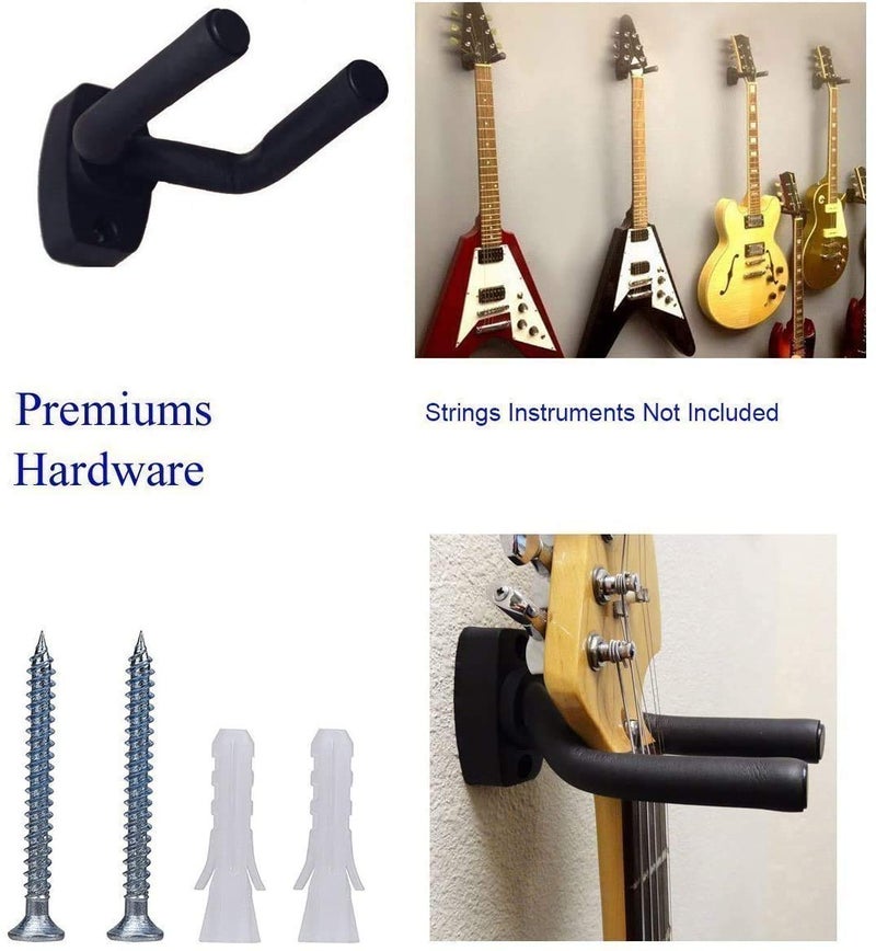 EastyGold Guitar Wall Hanger Stands Ukulele Wall Mount 2 Pack Violin Hook Keep Holder Display Rack Bracket for Most Guitar Bass Accessories Easy To Install - Image 5
