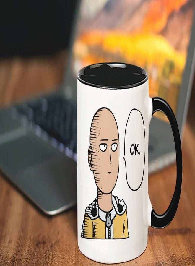 Fonhark - "Saitama One Punch Man Ok Ceramic Mug, Anime Coffee Cup, 11 Oz Novelty Coffee Mug/Cup - Image 4