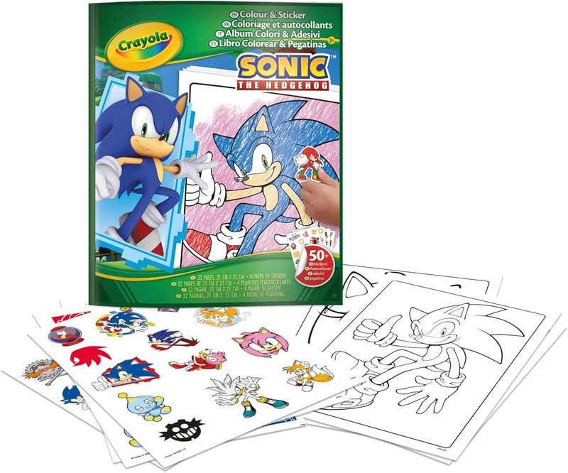 كرايولا Crayola Sonic the Hedgehog Colouring Book with Stickers – 32 Fun Activity Pages & 4 Sticker Sheets | Kids Creative Colouring Set | Perfect Gift for Boys & Girls Ages 3+