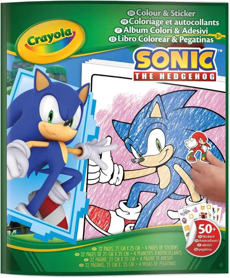 كرايولا Crayola Sonic the Hedgehog Colouring Book with Stickers – 32 Fun Activity Pages & 4 Sticker Sheets | Kids Creative Colouring Set | Perfect Gift for Boys & Girls Ages 3+