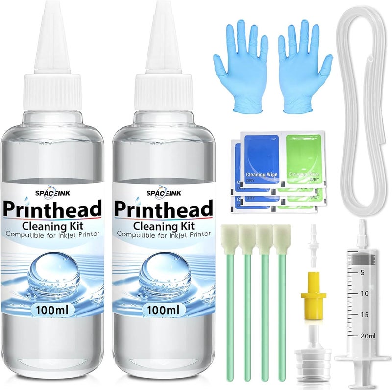 Spaceink Printhead Cleaning kit 200mL for E pson Printer, Printer Cleaning Kit for HP, Print Head Cleaning Kit for Canon, Inkjet Printer Nozzle Cleaning Kit for Brother - Image 1