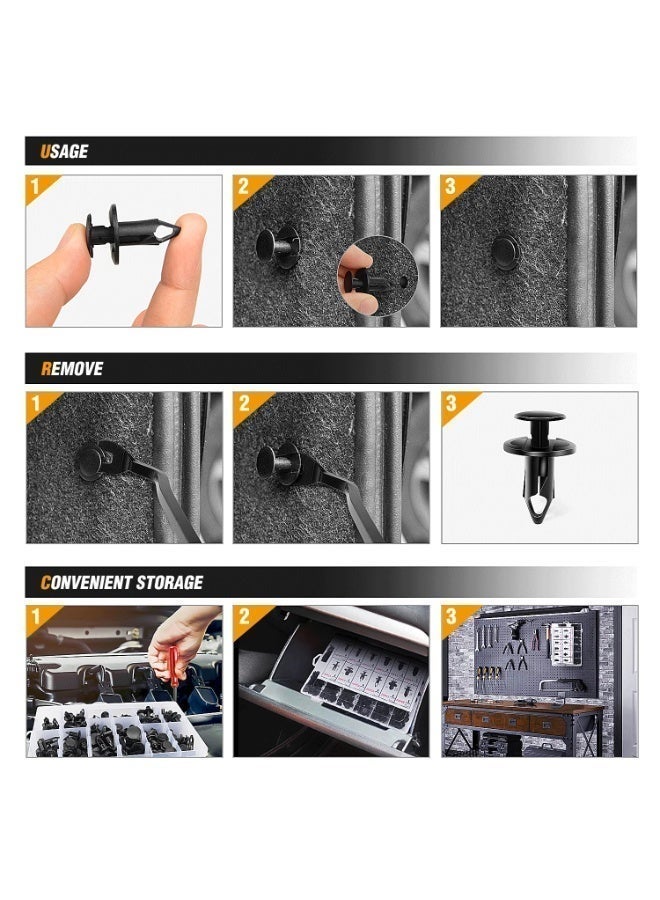 Lyaxm 240PCS Bumper Retainer Clips,Car Push Retainer Clip And Fastener Kit, Car Plastic Rivets Fasteners Push Retainer Kit Most Popular Sizes Auto Push Pin Rivets Set -Door Trim Panel Fender Clips for GM Ford Toyota Honda Chrysler - Image 3