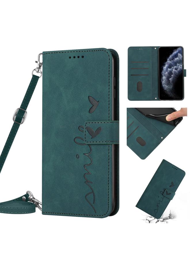 اس-توب جراب هاتف من الجلد بتصميم قلب ملمس ناعم لهاتف iPhone 11 Pro مع حبل تعليق - Image 1